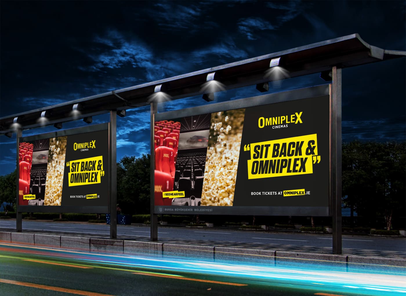 Omniplex Cinemas Outdoor Advertising - 'Sit back and Omniplex' Billboards in Belfast, Northern Ireland