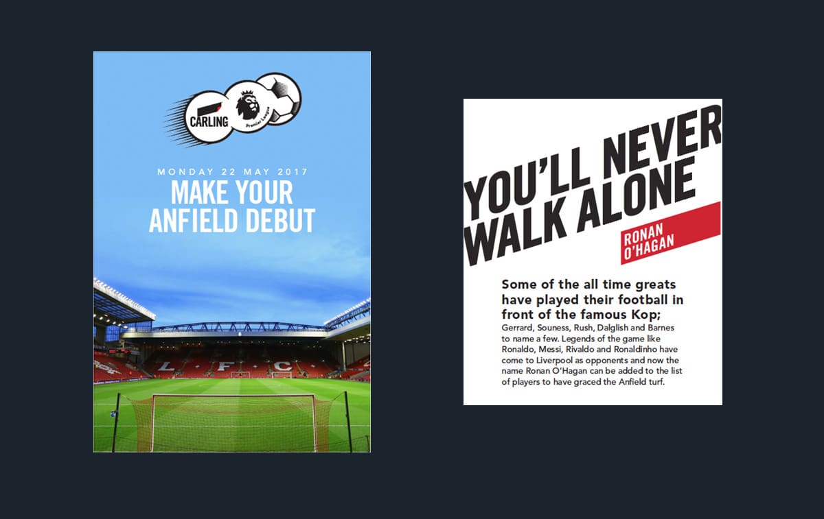 Carling Anfield Trip - Print Design