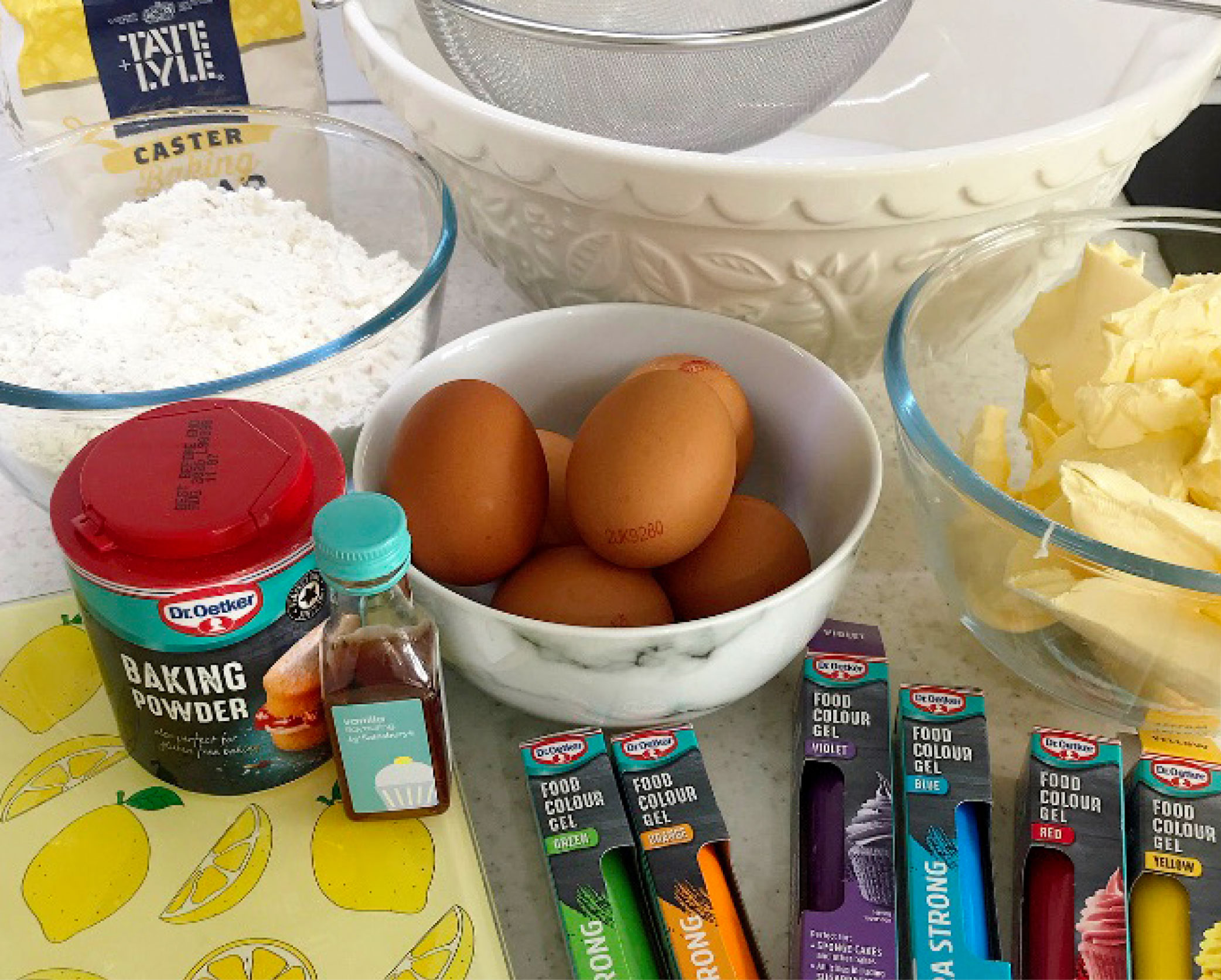 Rainbow cake ingredients